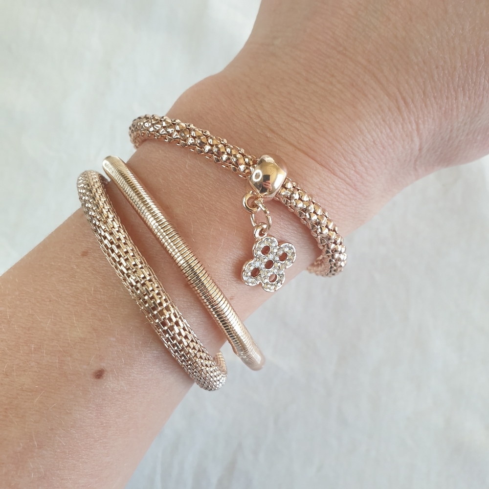 H&M rose gold mesh stretchy bracelets (set of 3 ).